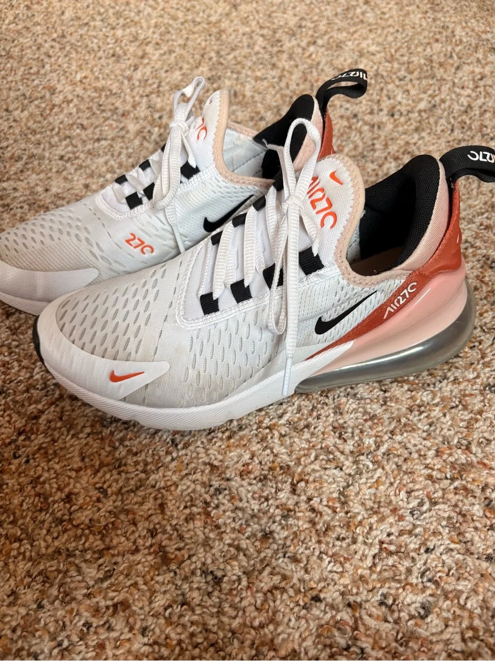 Nike Air Max 270 Women’s Sneakers - White & Peach Orange - Picture 2 of 8